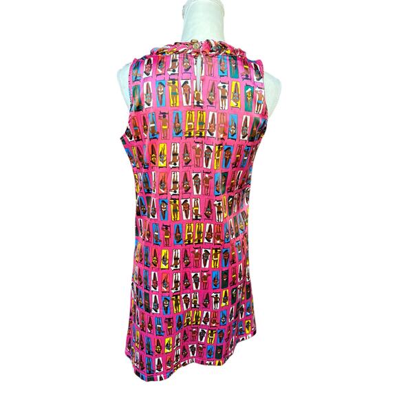 TRACY NEGOSHIAN Pink Sunbathers Braided Neckline Shift Dress - Small - Picture 6 of 14